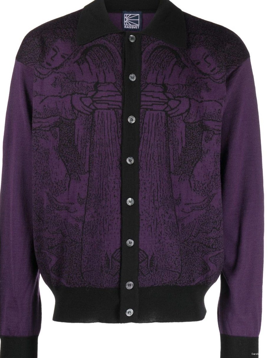 Affordable intarsia-knit cardigan pattern Alanui Women 0417